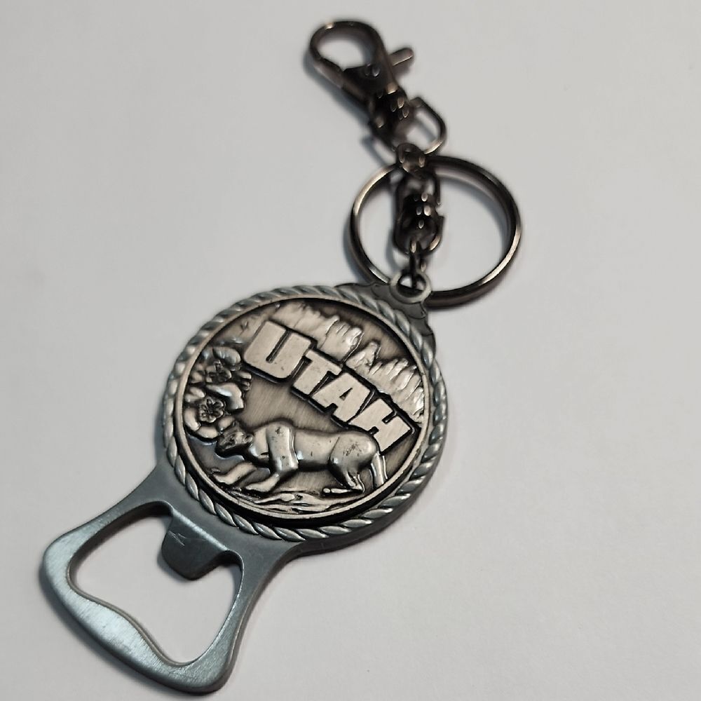 Vintage Collection Utah Silver Keychain Bottle Opener
